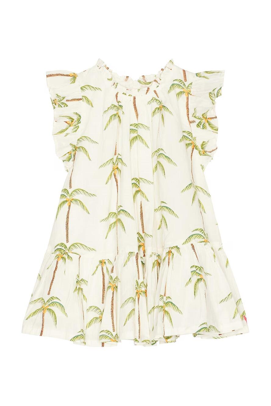 NEW PINK CHICKEN girls harper dress in cream palm trees